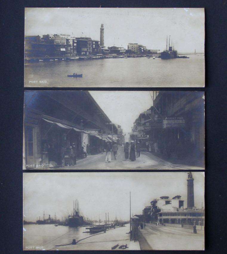 Three Narrow Vintage Photograhic POSTCARDS of Port Said