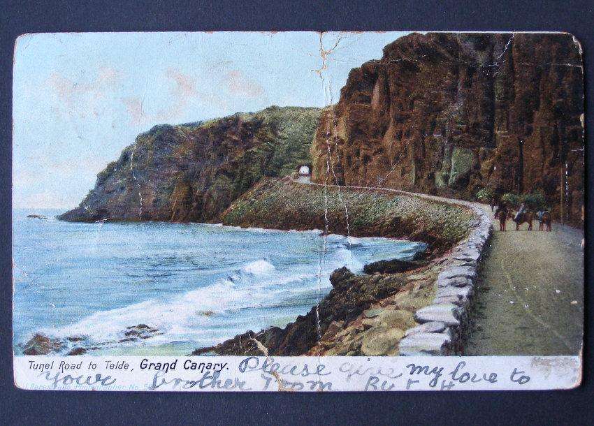 Spanish Antique POSTCARD - Tunnel Road to Telde, Grand Canary 1906