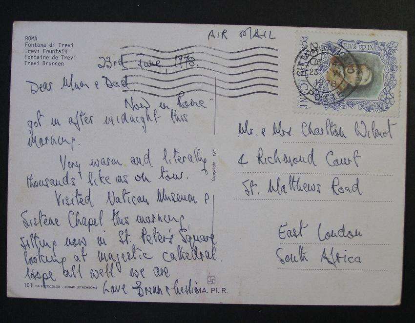 Italian POSTCARD - Trevi Fountain, Rome 1978