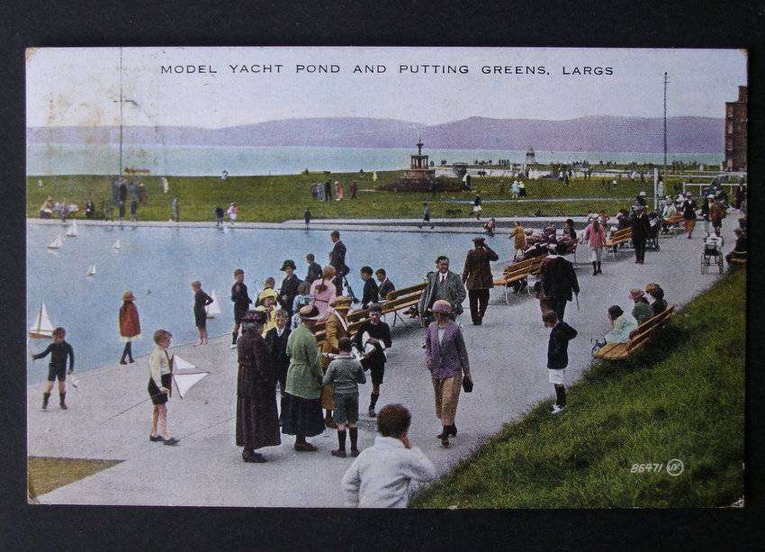Valentine's POSTCARD - Model Yacht Pond and Putting Greens, Largs 1929