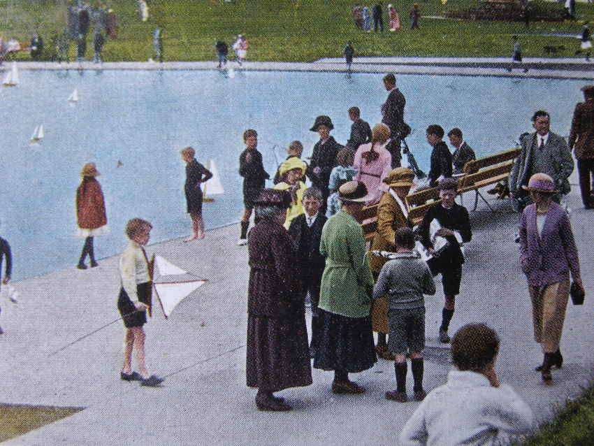 Valentine's POSTCARD - Model Yacht Pond and Putting Greens, Largs 1929