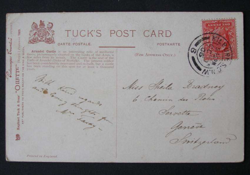 Tuck's Oilette POSTCARD - Arundel Castle, Sussex 1906