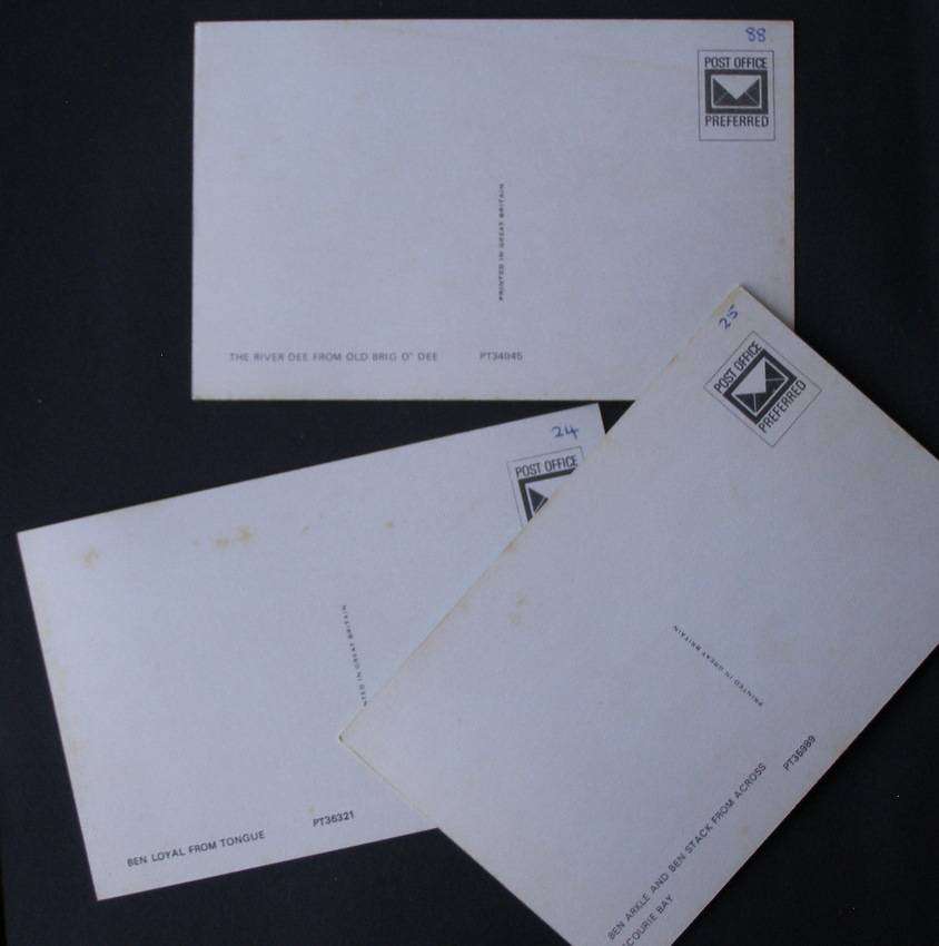 3 Scottish POSTCARDS - Ben Arkle, Ben Loyal and River Dee