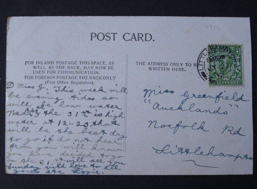 G.D.& D.L. POSTCARD - Thames Embankment, London, with HMS Buzzard 1912