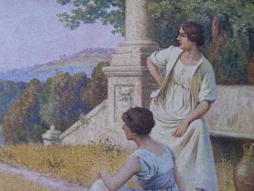 Vintage French Art POSTCARD - Summer's Evening