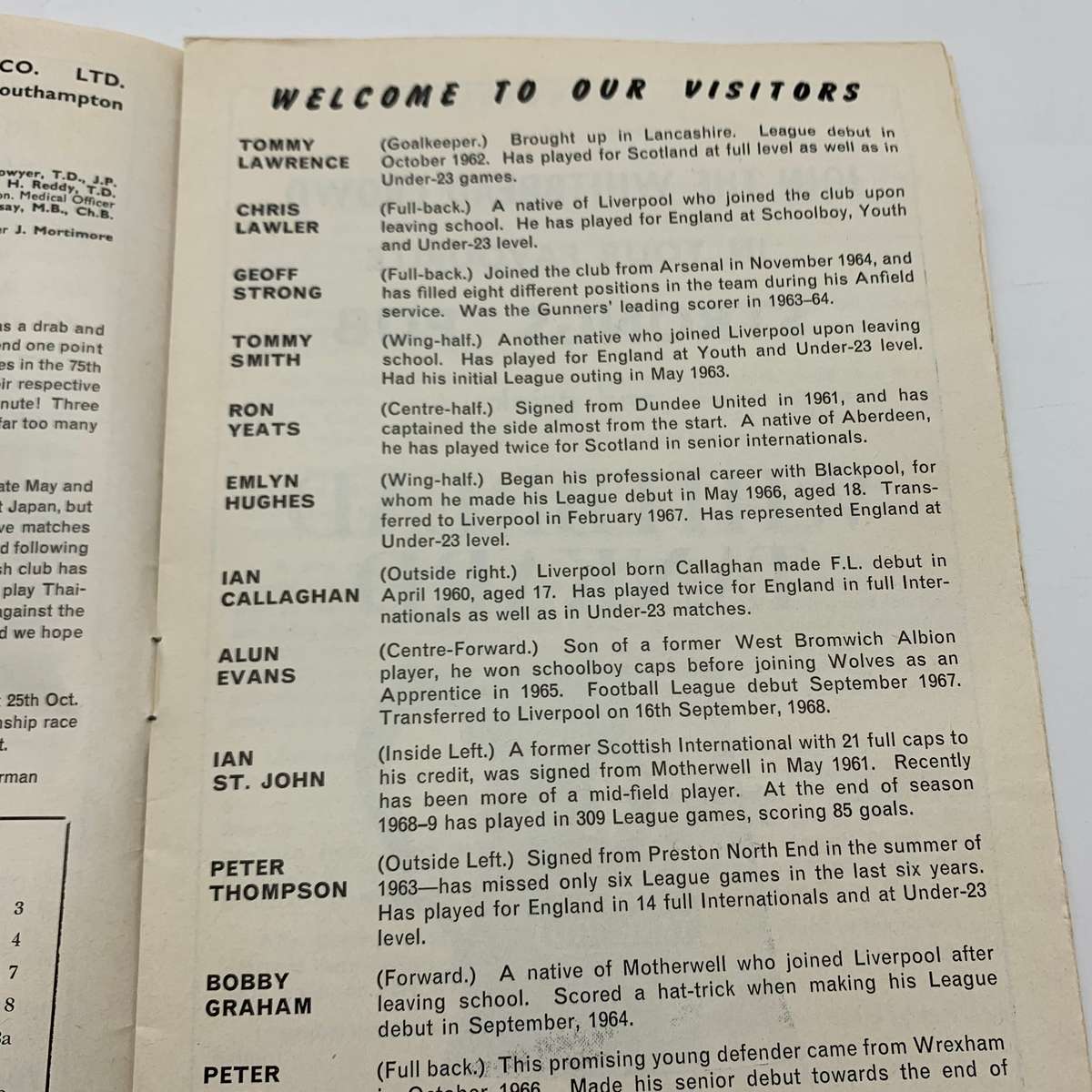 Soccer  1970 'Southampton vs Liverpool' Official Programme