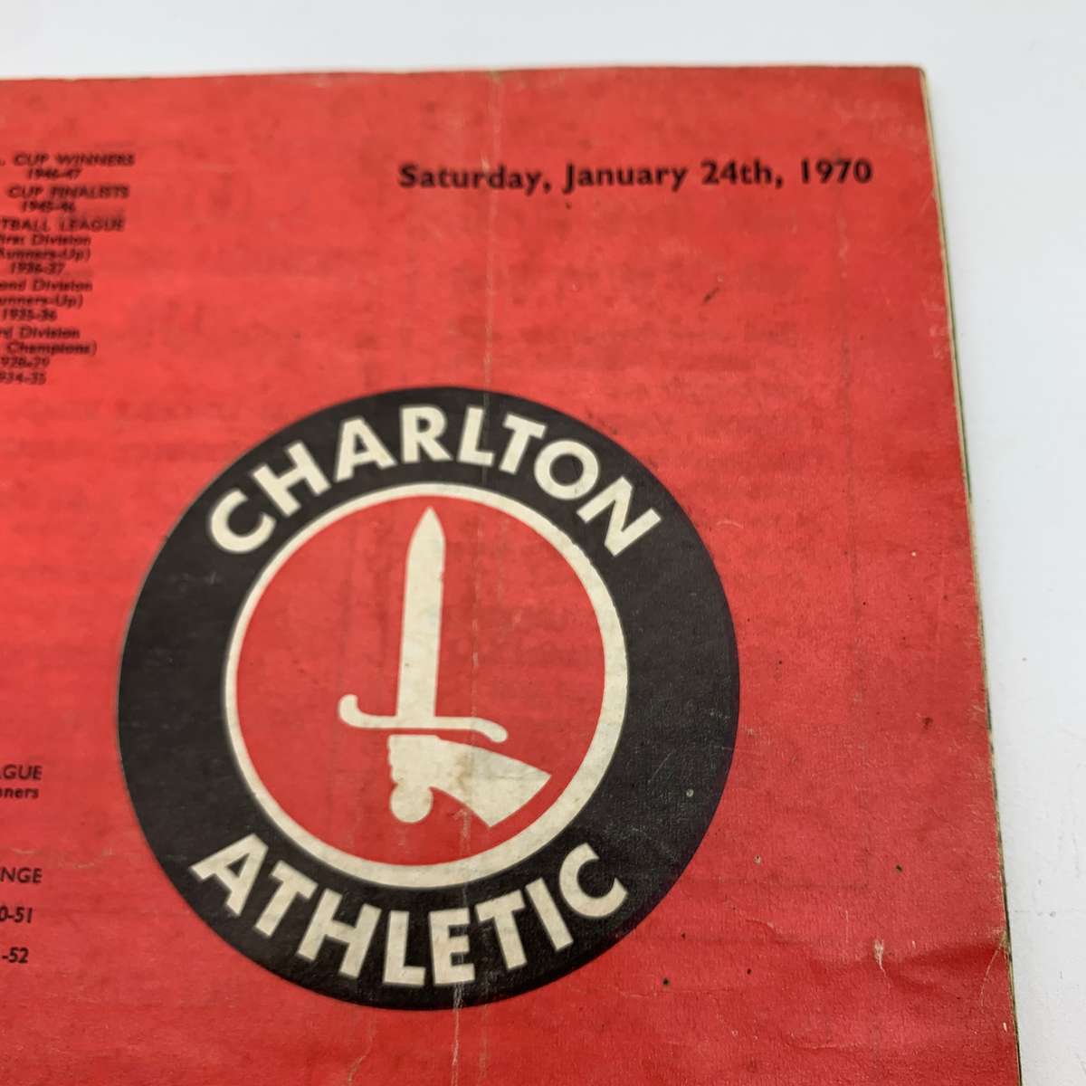 Soccer  '1970 Charlton Athletic vs Queens Park Rangers' F.A. Cup, Official Programme