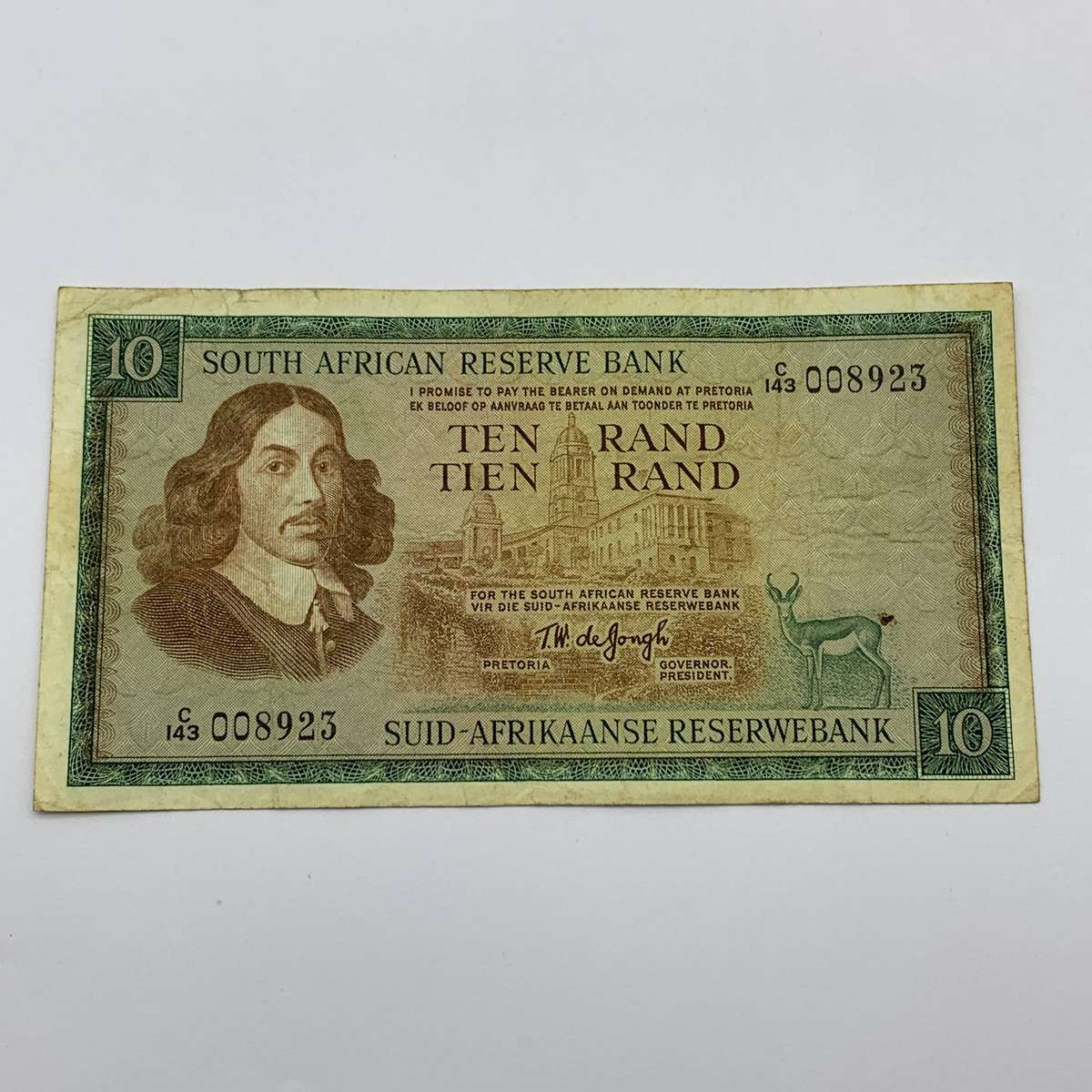 SA  'T.W. De Jongh'  Ten Rand 'C143' Note (VF)