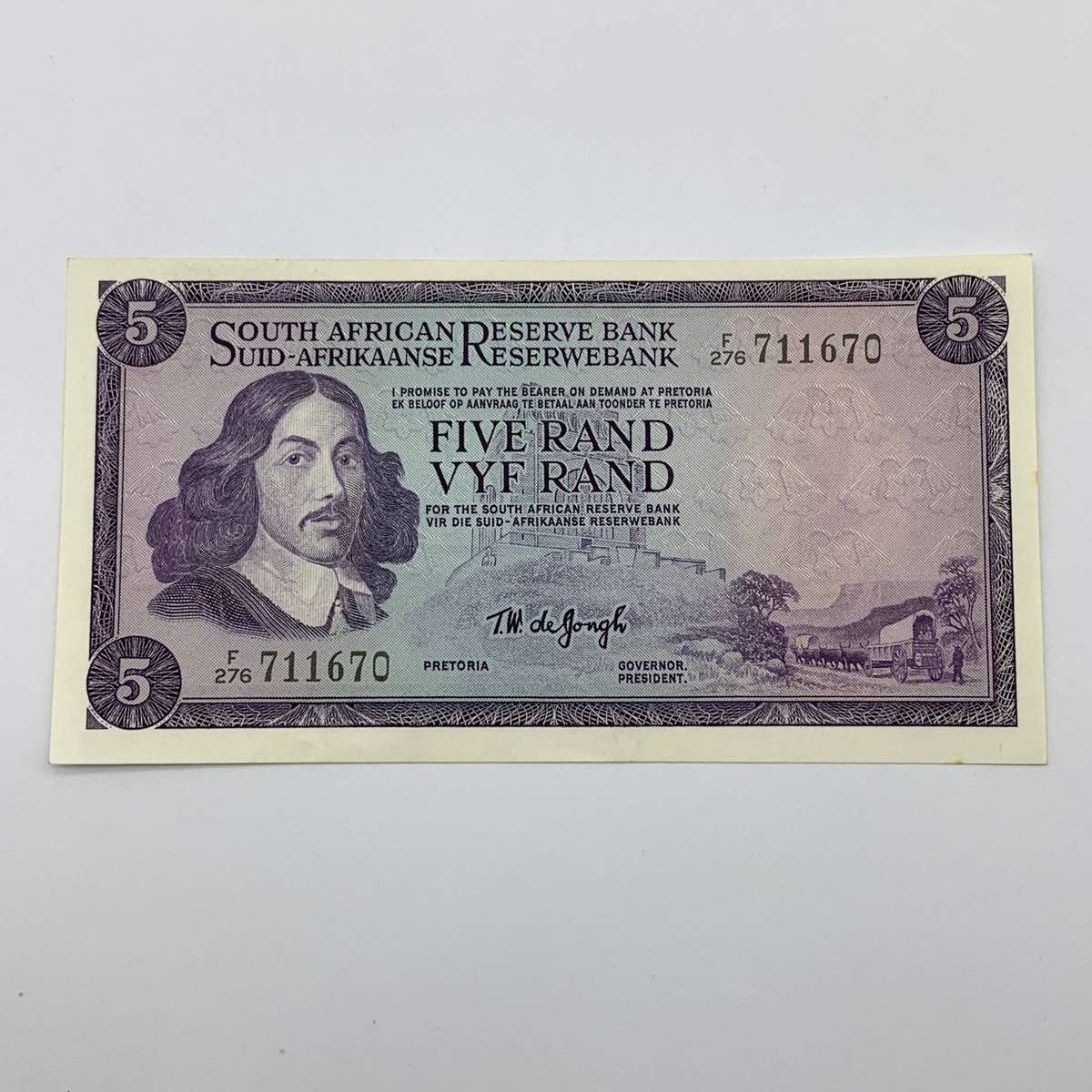 SA  'T.W. De Jongh'  Five Rand 'F276' Note (UNC)