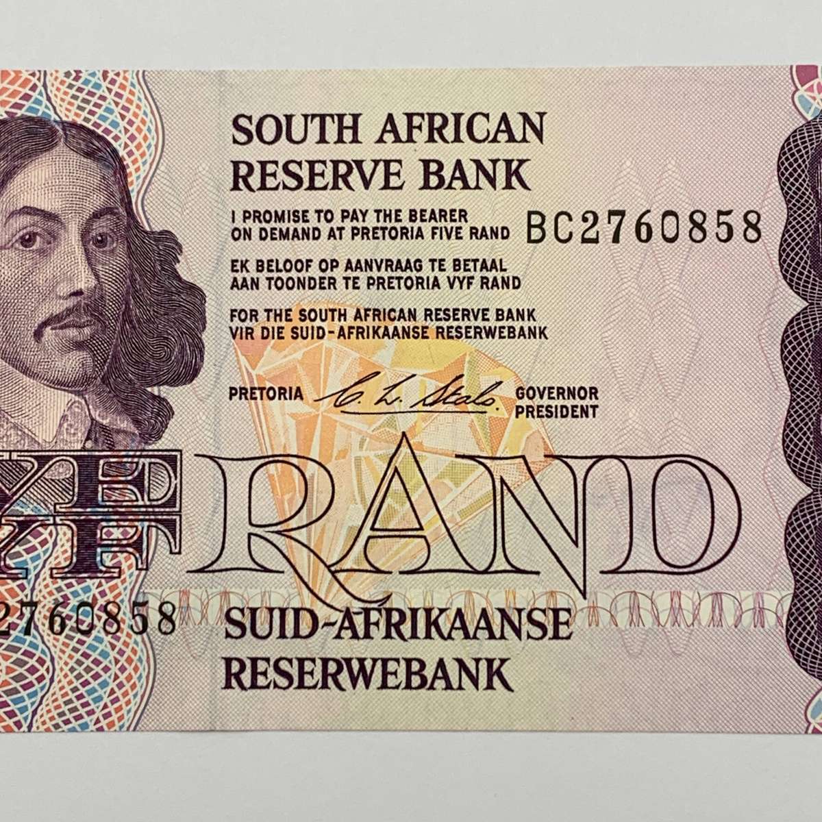 SA  'CL Stals' 1st Issue  Five Rand 'BC' Bank Note (UNC)