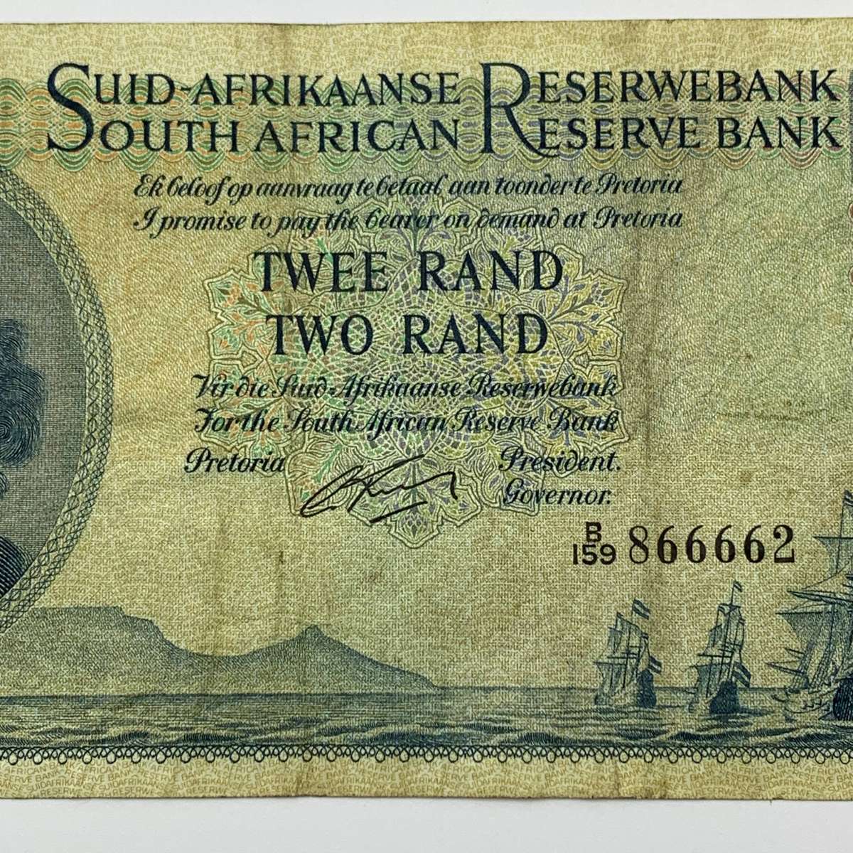SA  'G. Rissik'  1962 Two Rand 'B159' Note (F)