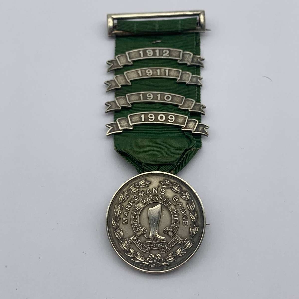 Pre - WW1 Solid Silver 'Border Mounted Rifles' Marksmans Badge/Medal