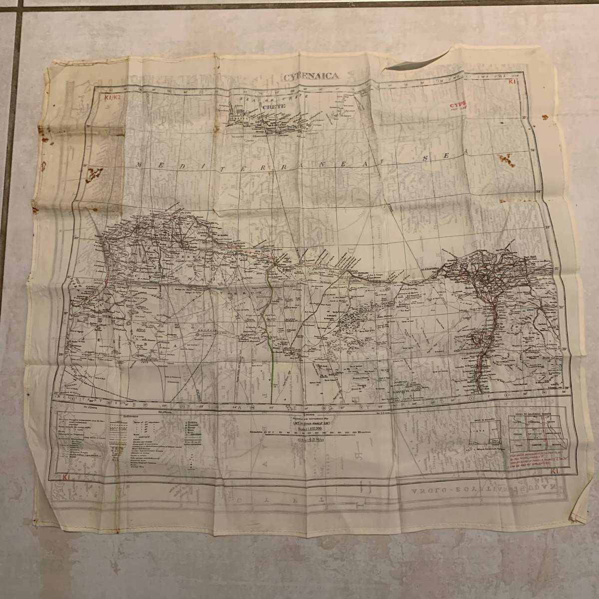 WW2 Silk 'N/Africa - Cyrenaica' Escape Map (K1/K2)