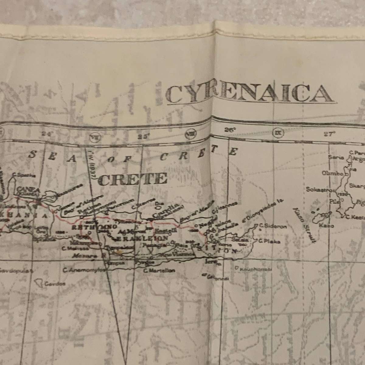 WW2 Silk 'N/Africa - Cyrenaica' Escape Map (K1/K2)