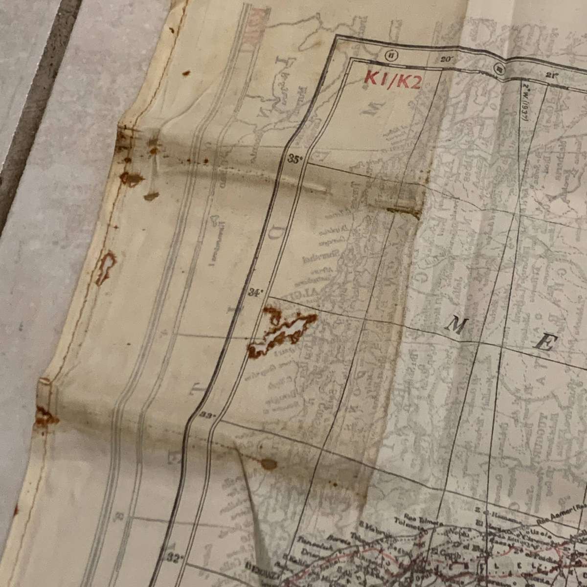 WW2 Silk 'N/Africa - Cyrenaica' Escape Map (K1/K2)