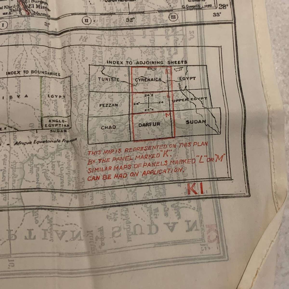 WW2 Silk 'N/Africa - Cyrenaica' Escape Map (K1/K2)