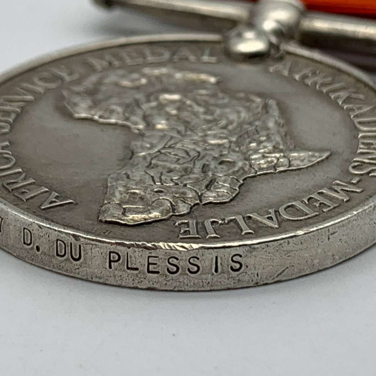 WW2  Silver 'Africa Service Medal' (D. DU PLESSIS)