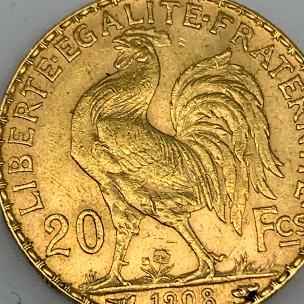 Gold French '1908' 20 Francs Coin