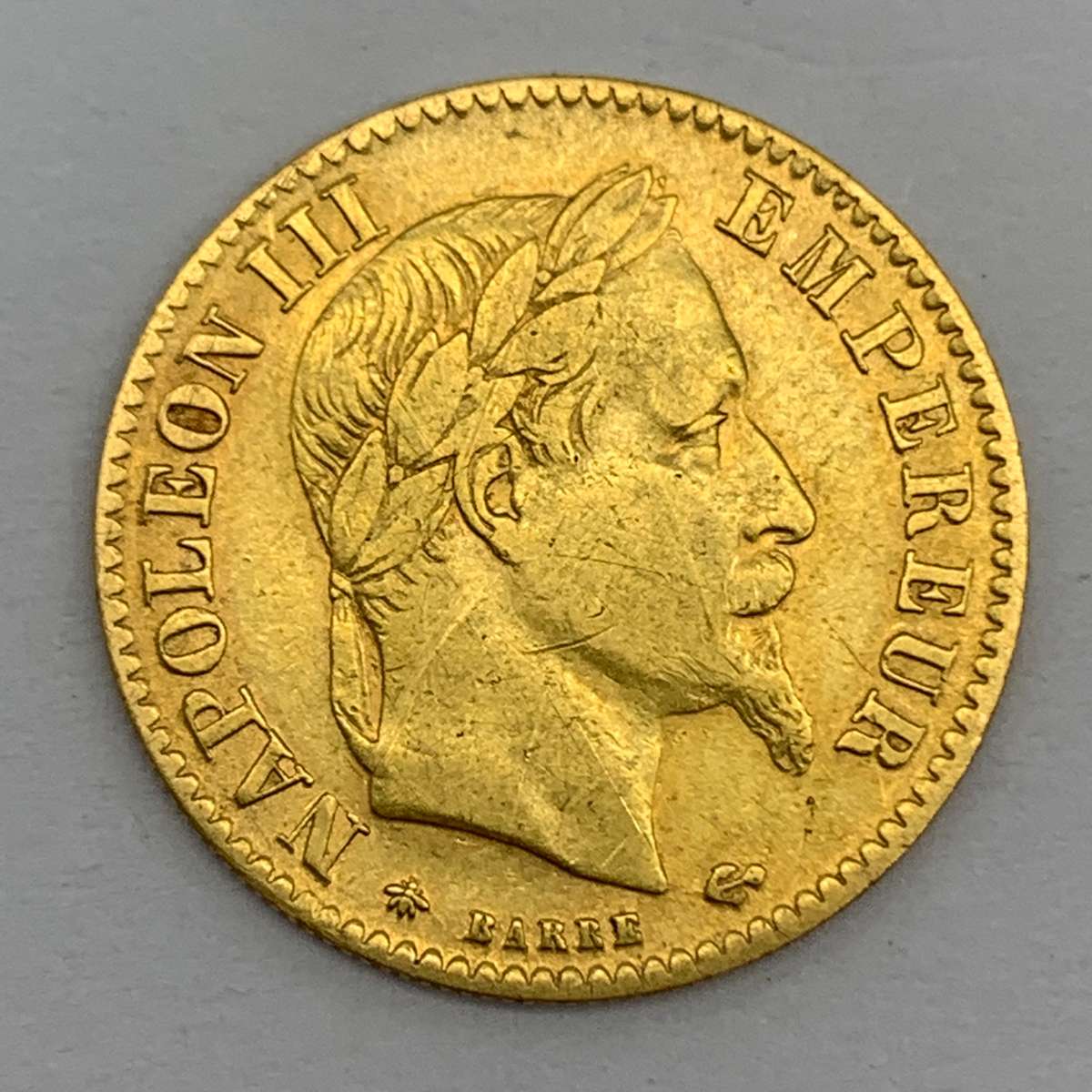 Gold French 'Napoleon III' (1867) 10 Francs Coin