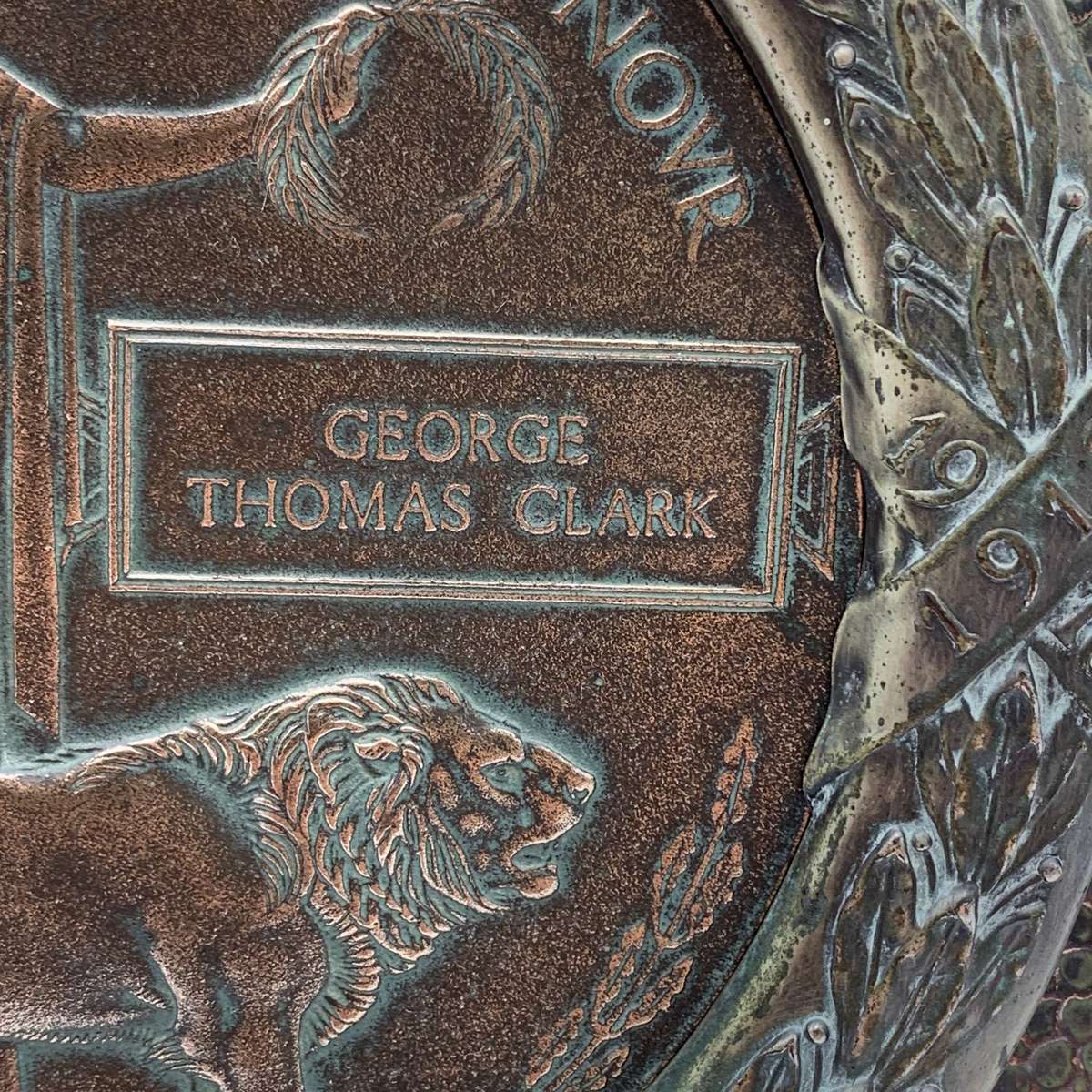 WW1 'K.I.A' Memorial Death Plaque & Frame (George Thomas Clark)