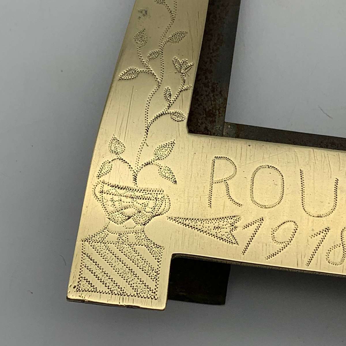 WW1  POW/Trench Art Brass Photo Frame (ROUEN 1918)