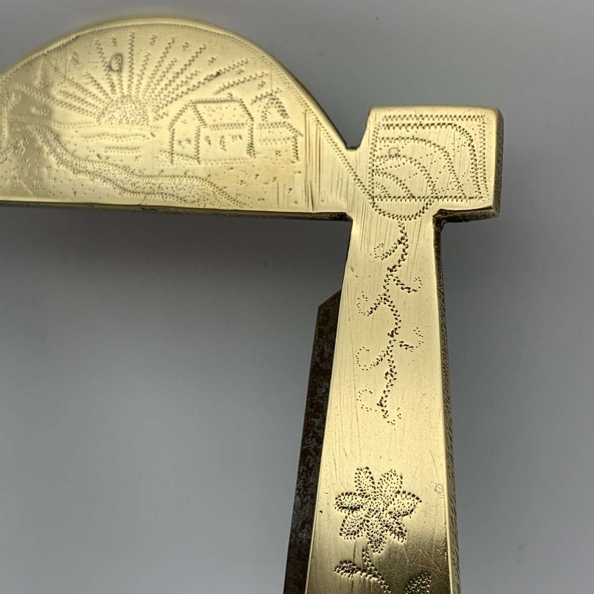 WW1  POW/Trench Art Brass Photo Frame (ROUEN 1918)