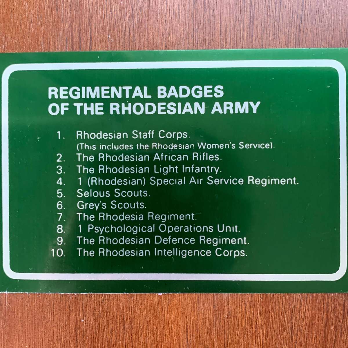 Display Cabinet of 'Rhodesian' Regimental Badges (Ltd Number)