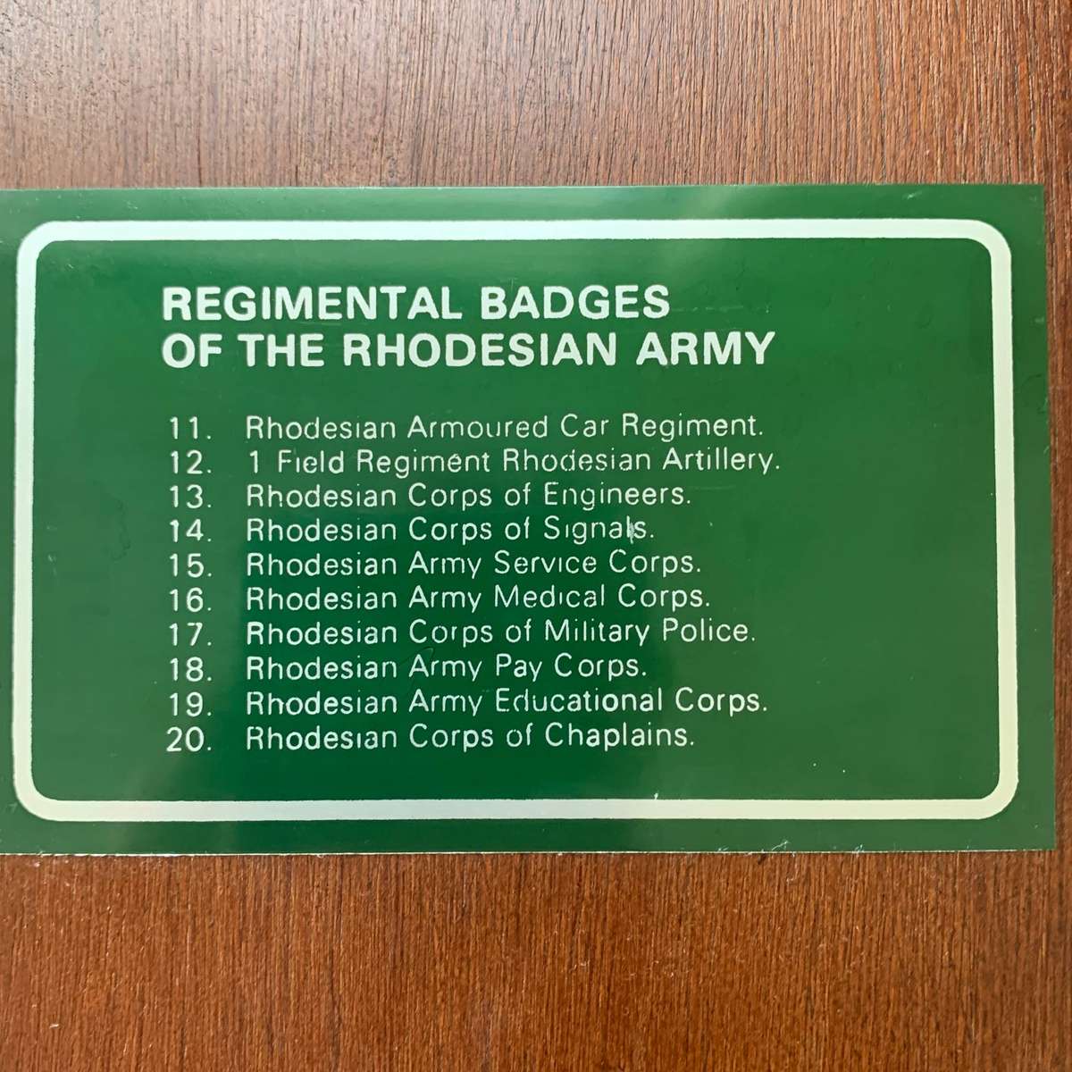 Display Cabinet of 'Rhodesian' Regimental Badges (Ltd Number)