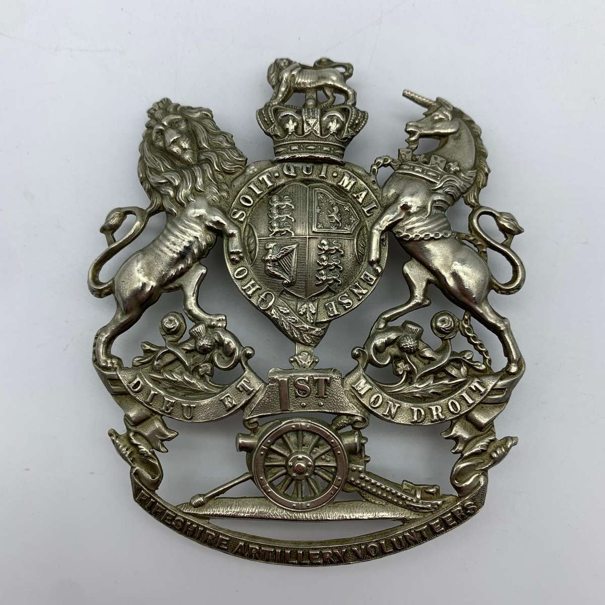 Scottish  Victorian '1ST Fifeshire Artillery Volunteers' Helmet Plate