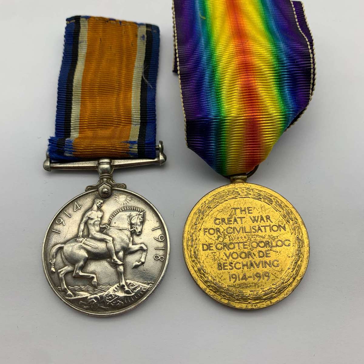 WW1  'K.I.A.' Medal Pair to 'L/CPL. E.S. Waterman' (6th S.A.I.)