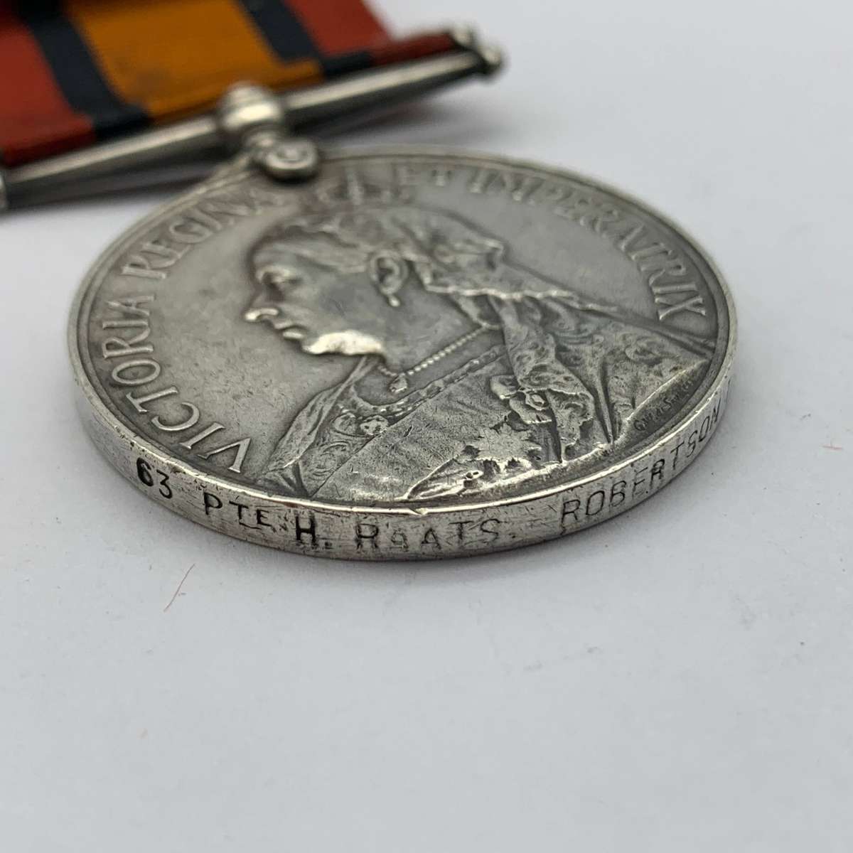 Boer War  Q.S.A. Medal to 'PTE. H. RAATS' (ROBERTSON T.G.)
