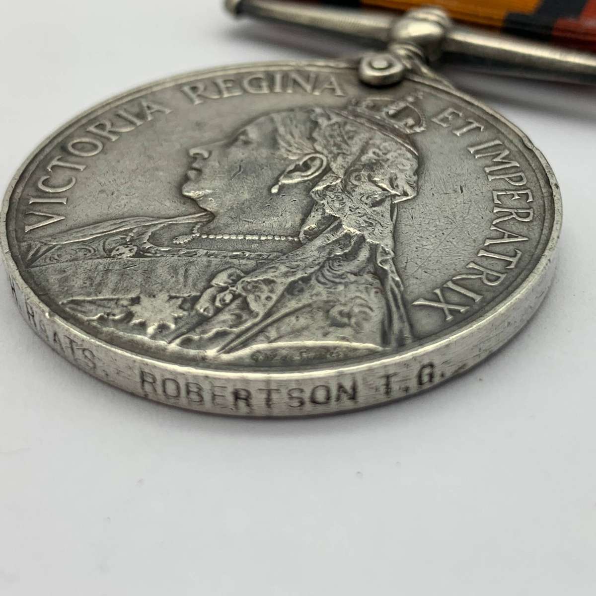 Boer War  Q.S.A. Medal to 'PTE. H. RAATS' (ROBERTSON T.G.)