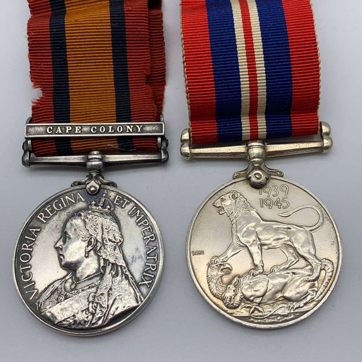 Boer War  Q.S.A. & 1939/45 War Medal to 'MR. K. BELL' (A.S.C.)