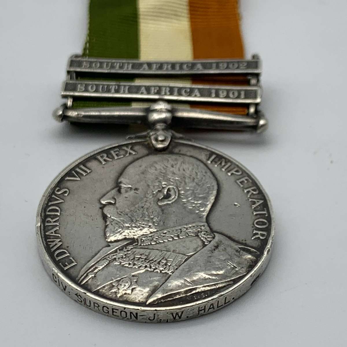 Boer War  K.S.A. Medal to 'CIV. SURGEON J.W. HALL'
