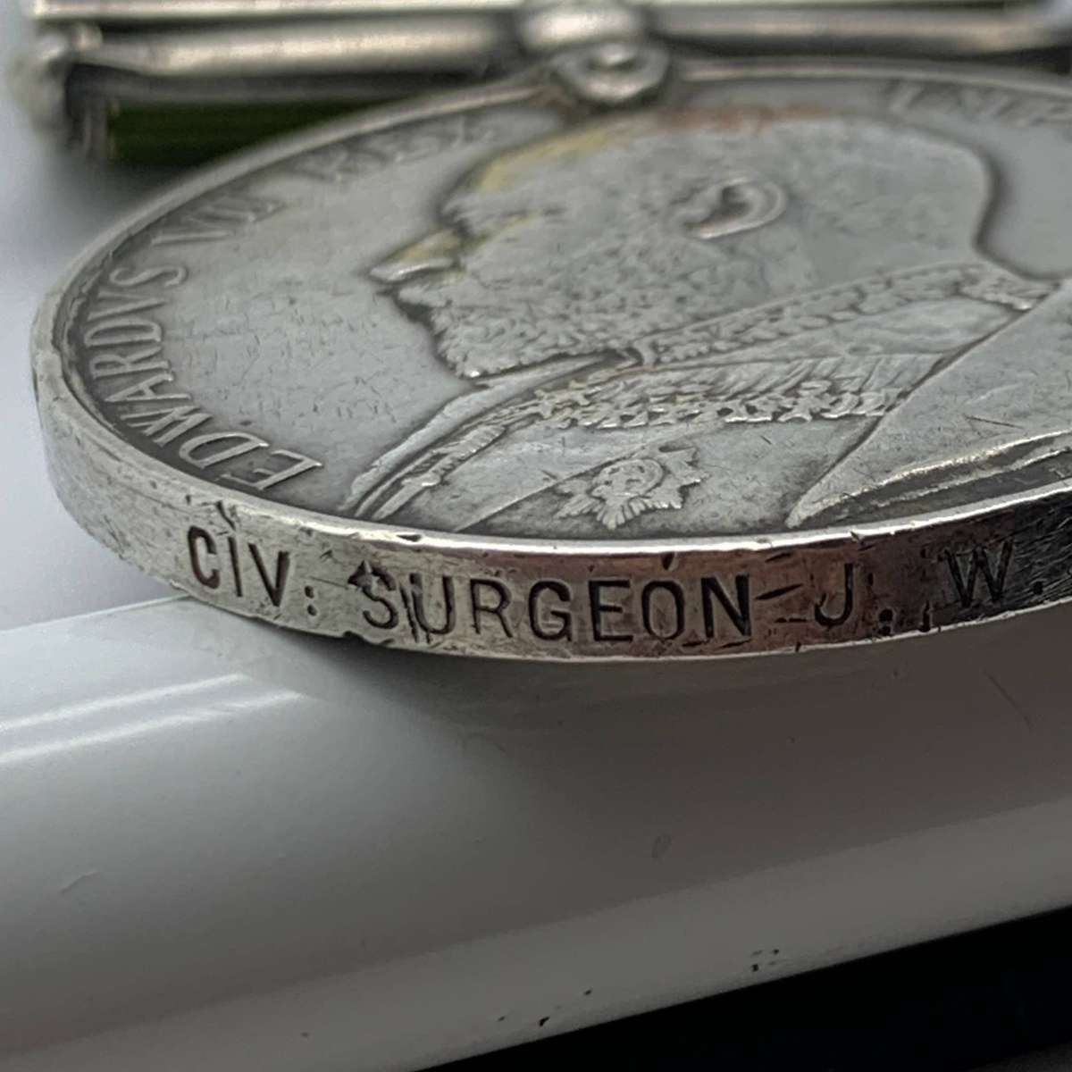 Boer War  K.S.A. Medal to 'CIV. SURGEON J.W. HALL'