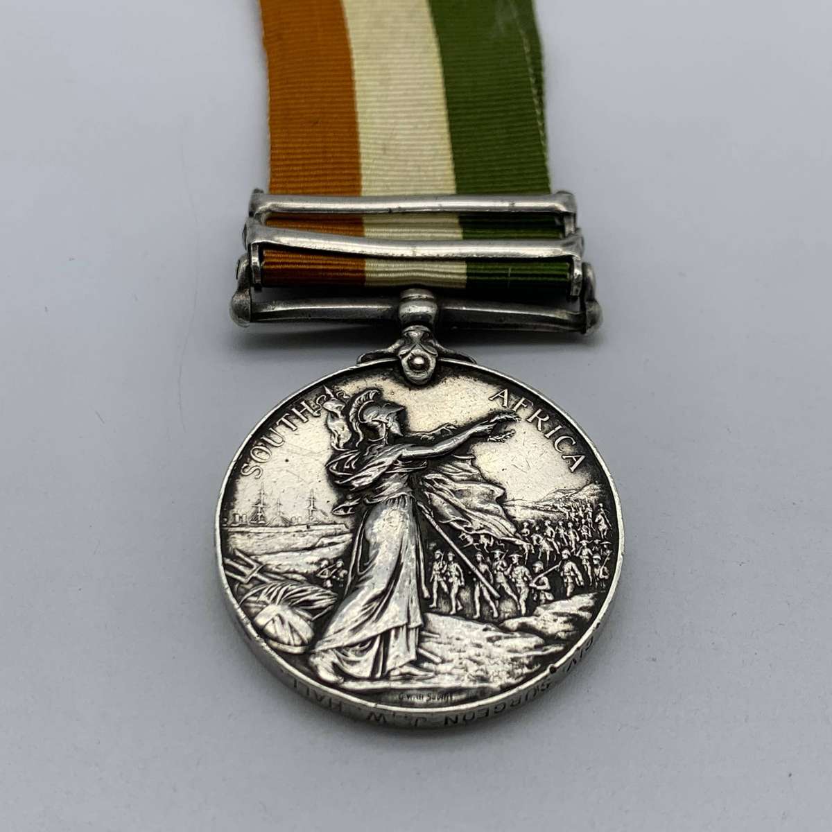 Boer War  K.S.A. Medal to 'CIV. SURGEON J.W. HALL'