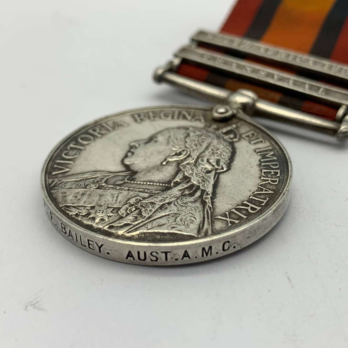 Boer War  Q.S.A. Medal 'PTE. P.F. BAILEY' (AUST. A.M.C.)