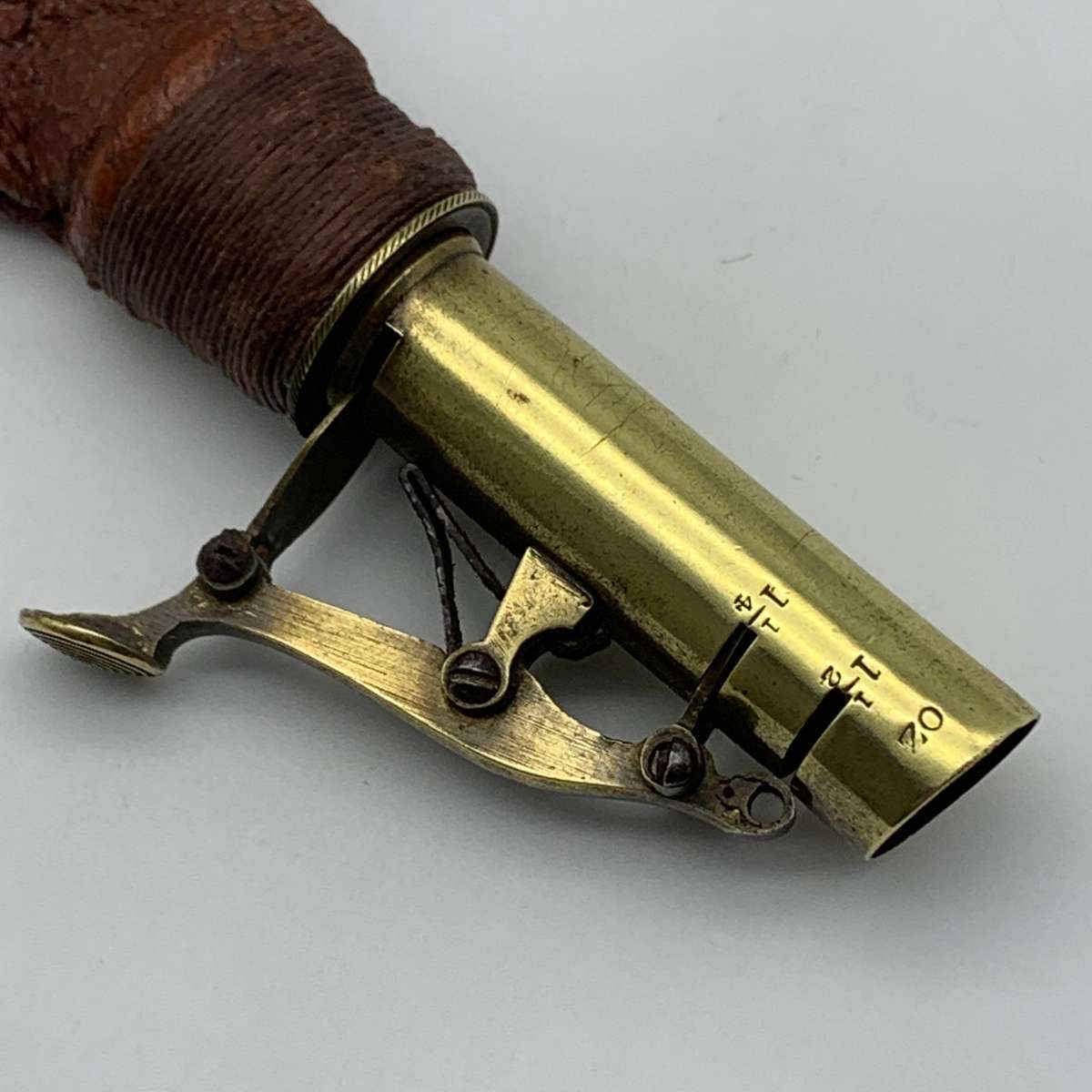 Antique Brass & Leather Powder Flask
