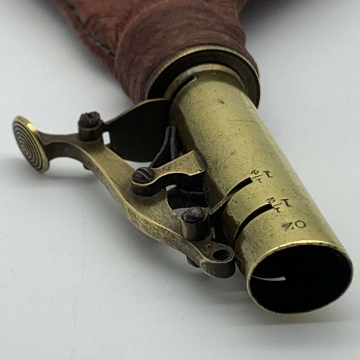 Antique Brass & Leather Powder Flask