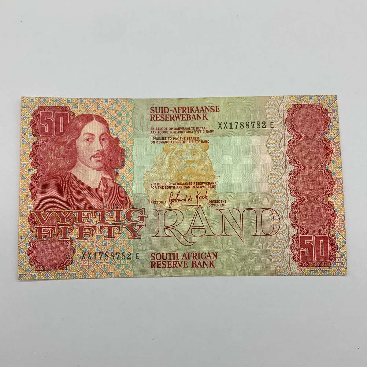 SA  'G.P.C. De Kock' 1984  Fifty Rand 'XX' Replacement Note (VF)