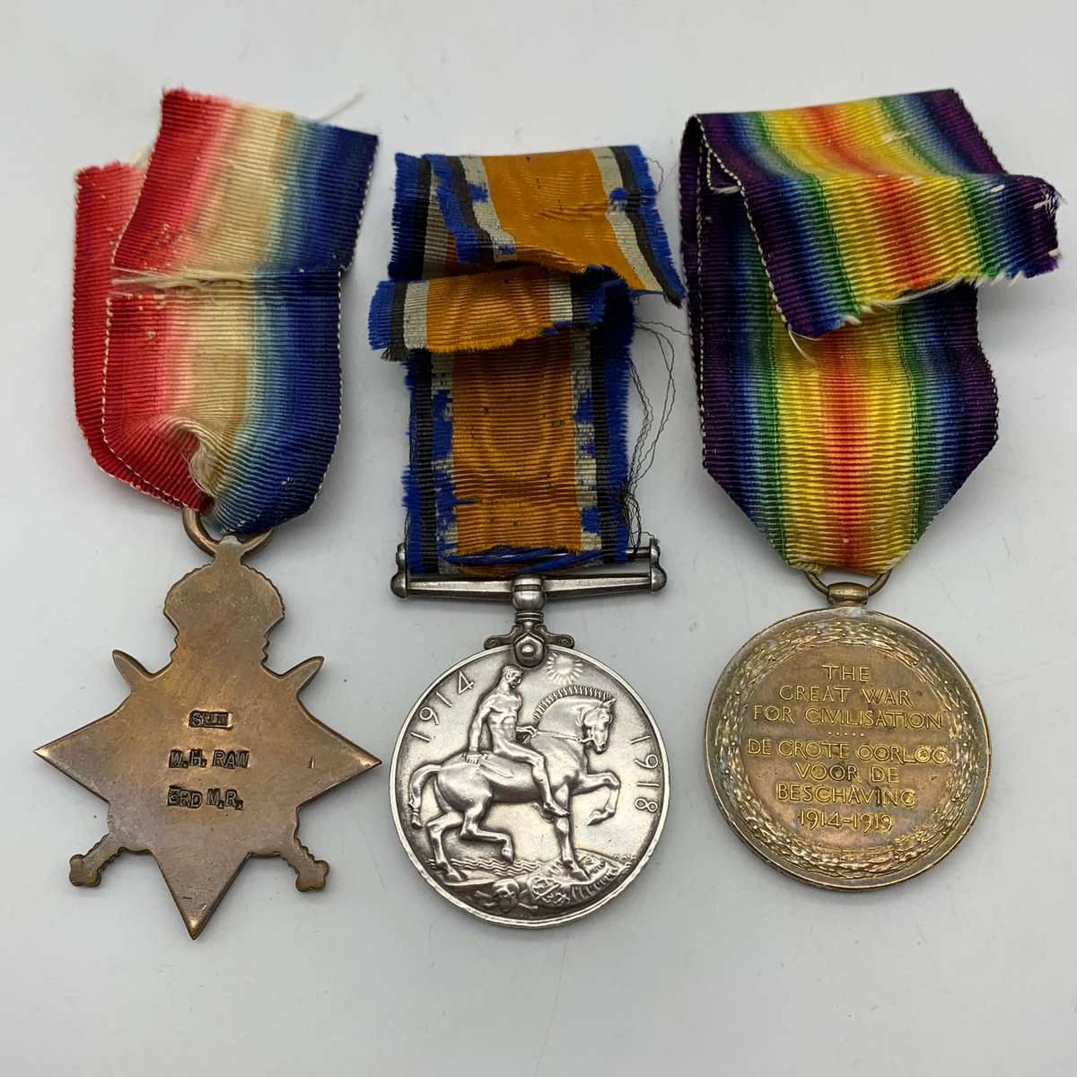S. Africa  WW1 Medal Trio to 'S.Q.M.S. W.H. RAW' (10th S.A.H.)