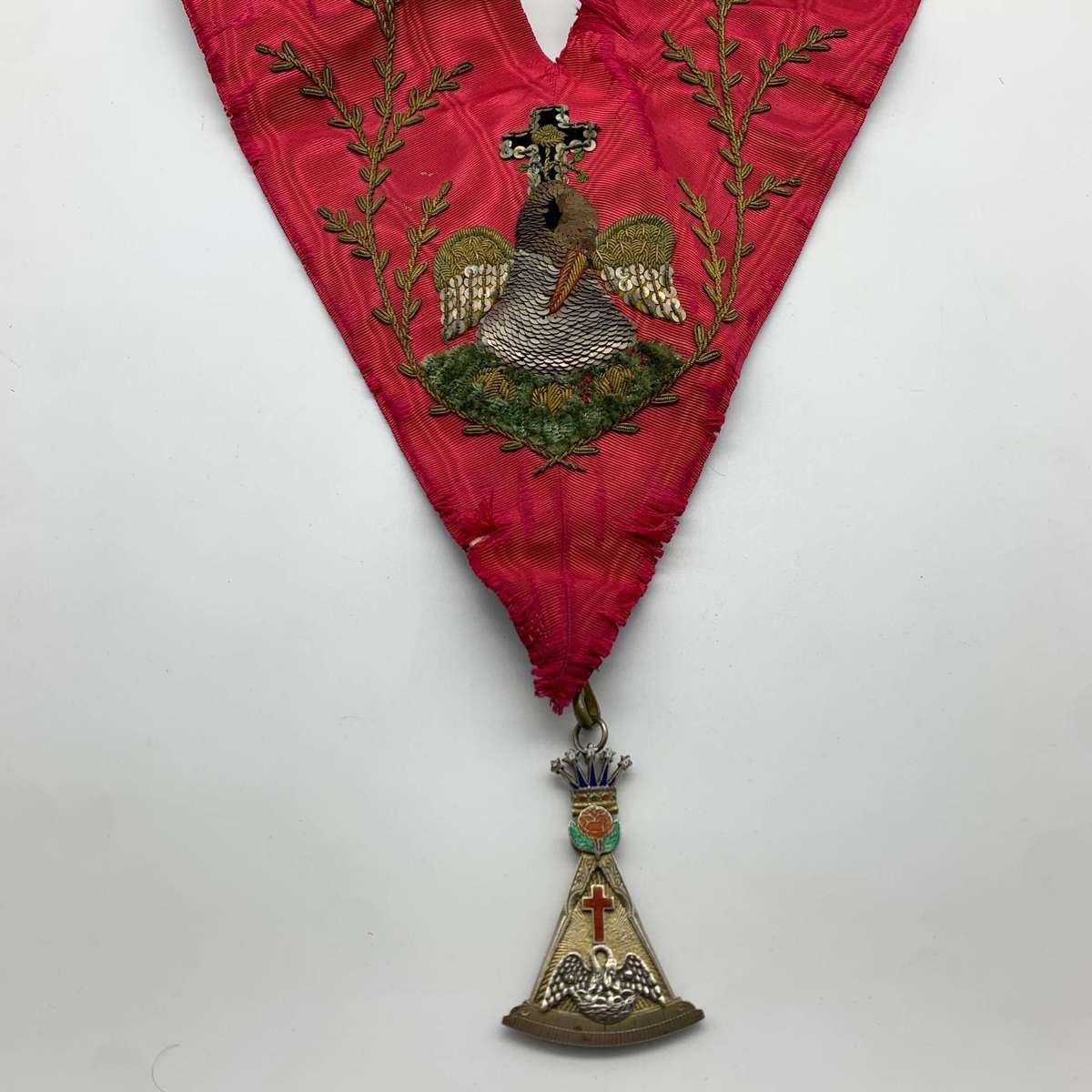 Masonic Solid Silver 'Rose Croix 18th Degree' Jewel & Collar (32,3g)