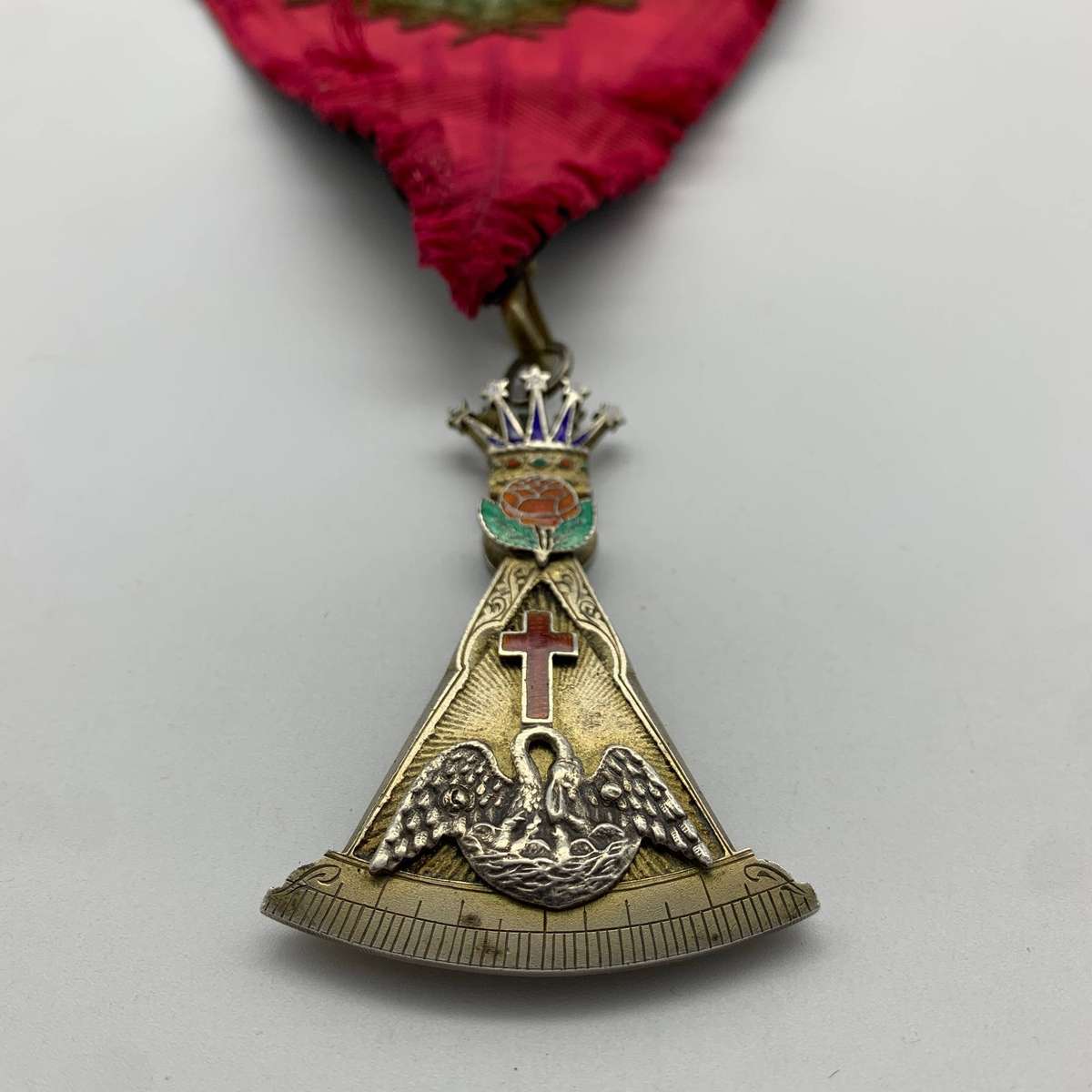 Masonic Solid Silver 'Rose Croix 18th Degree' Jewel & Collar (32,3g)