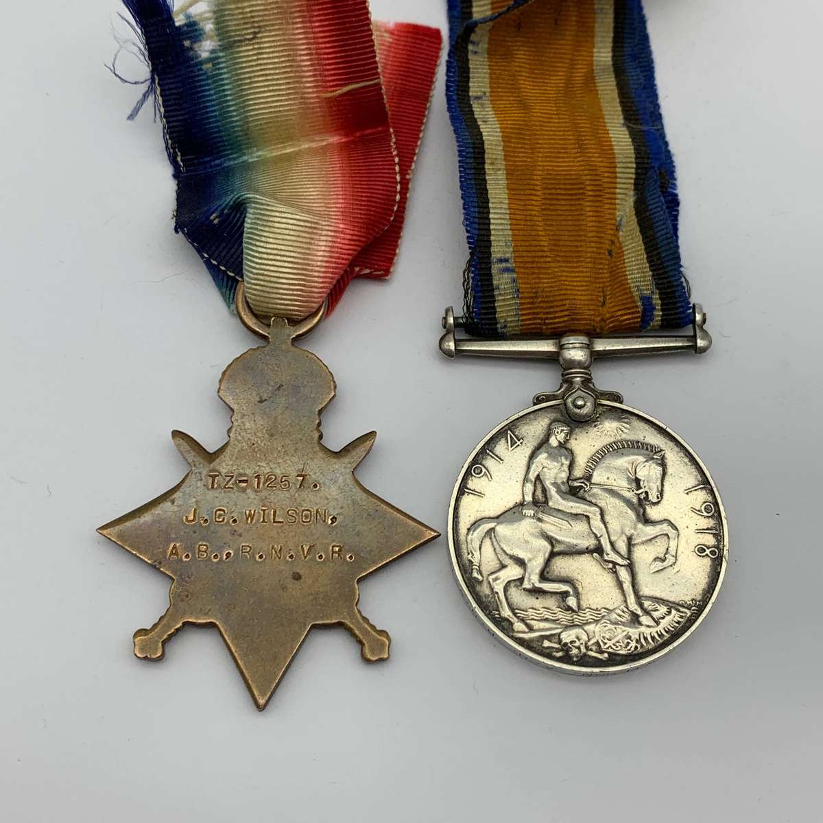 WW1  'K.I.A' Medal Pair to 'J.C. WILSON' (R.N.V.R.)