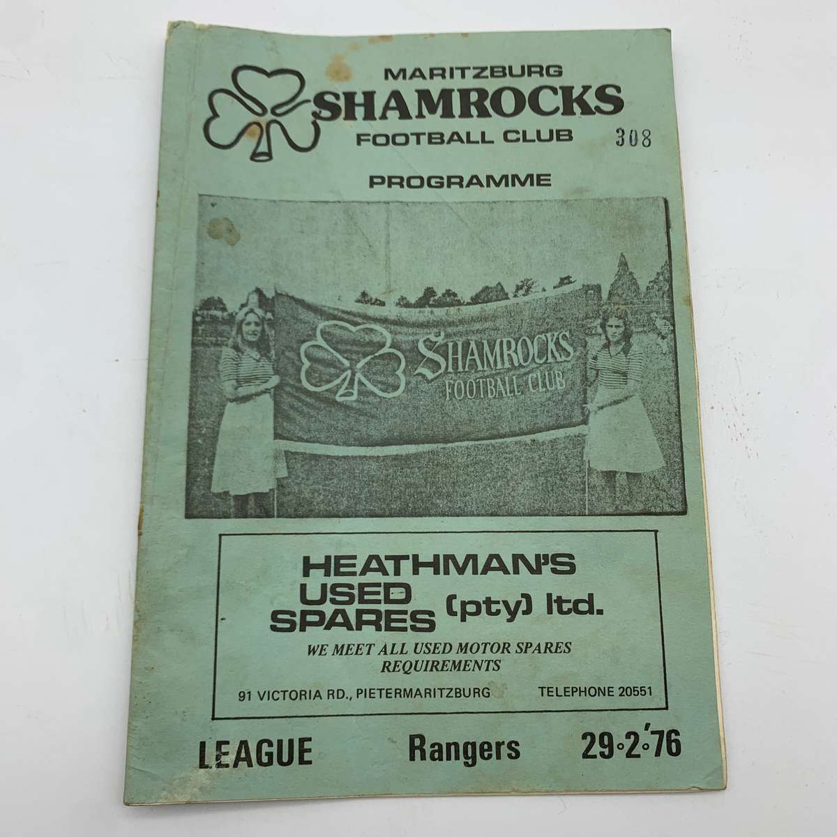 Soccer  1976 'Maritzburg Shamrocks vs Rangers' Official Programme