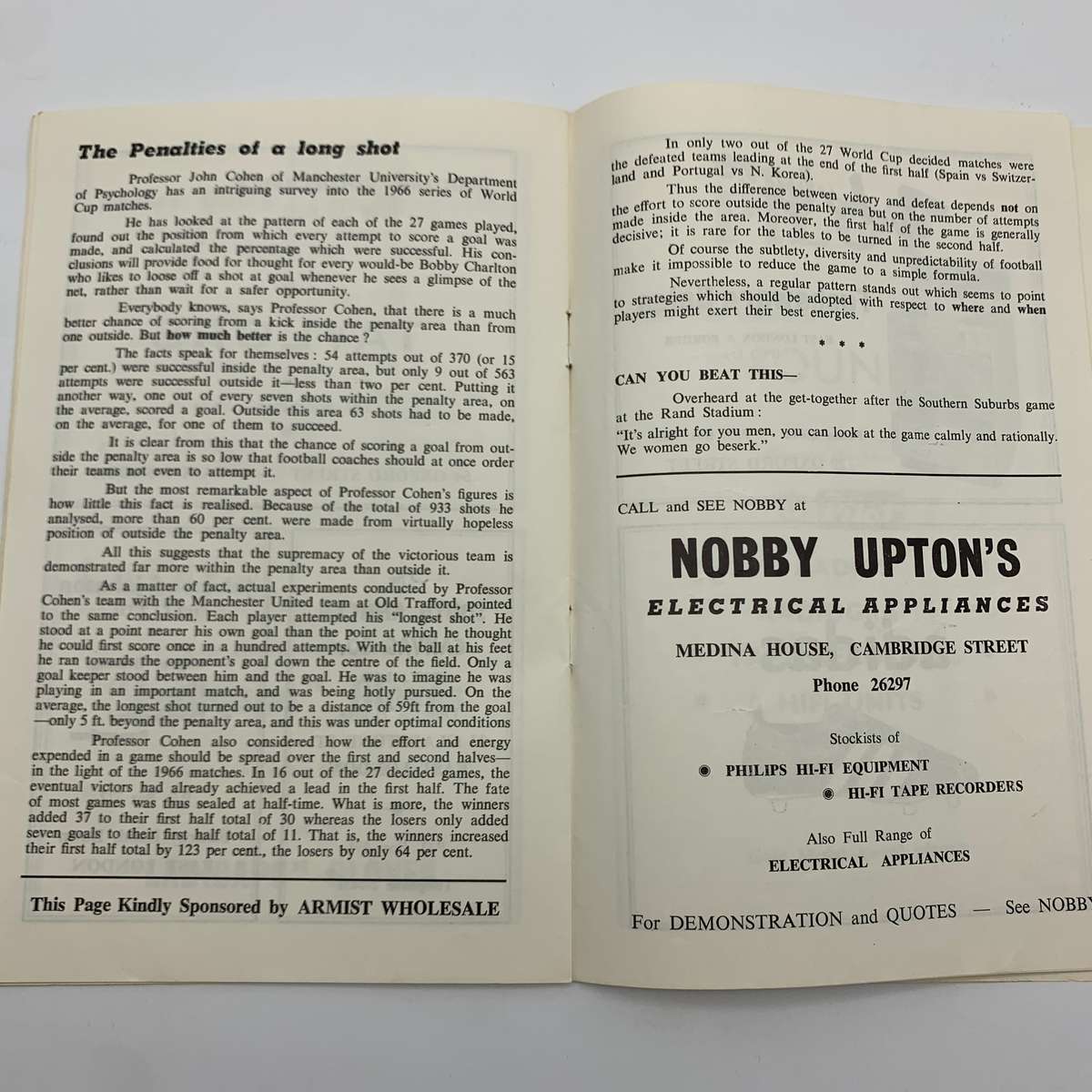 Soccer  '1969 East London Celtic vs Arcadia Shepherds' Official Programme