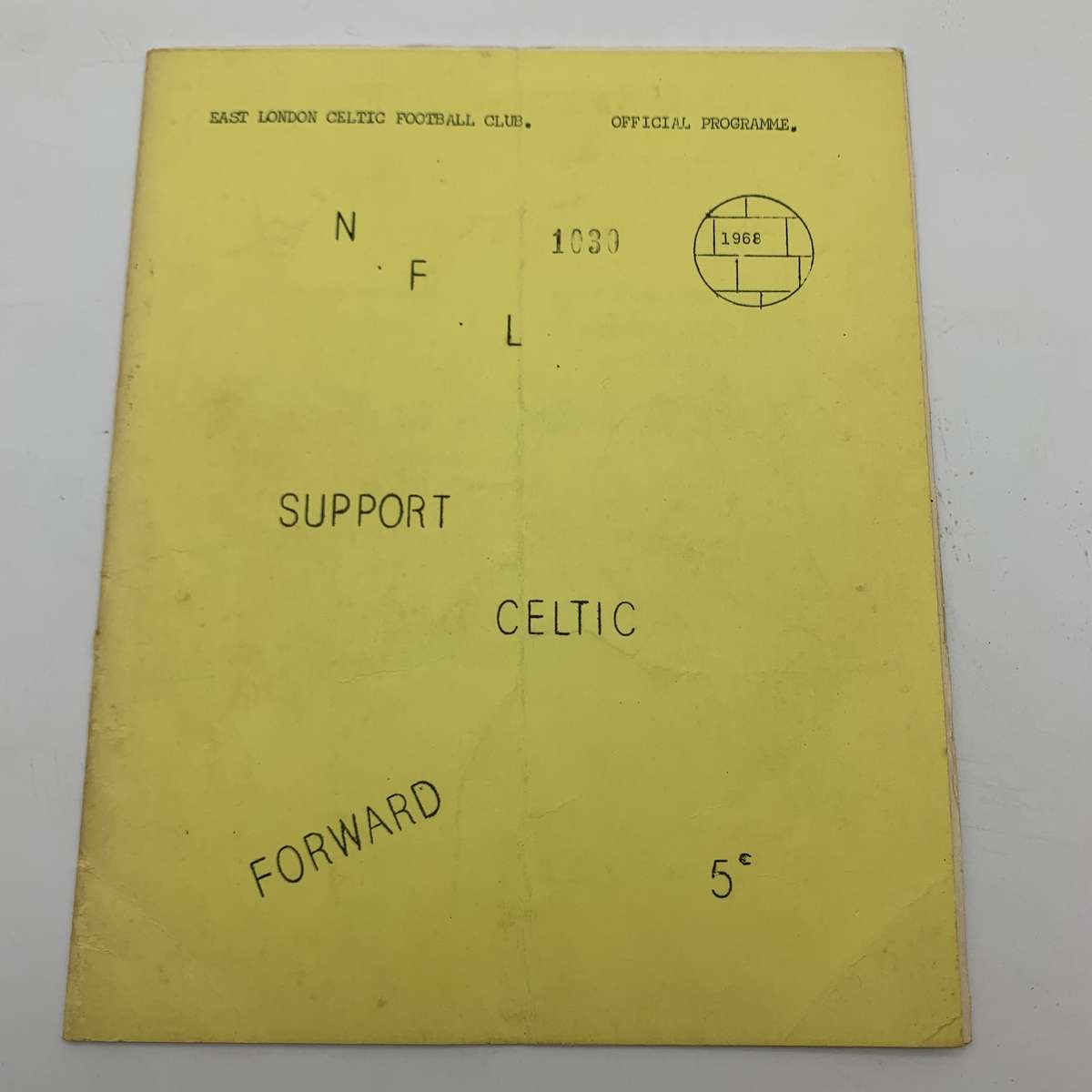 Soccer  '1968 East London Celtic vs Powerlines' Official Programme