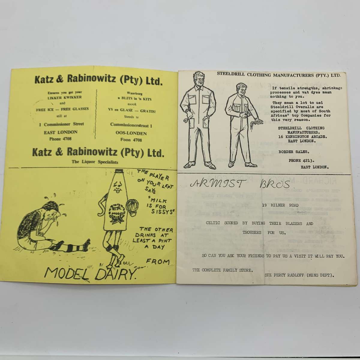 Soccer  '1968 East London Celtic vs Powerlines' Official Programme