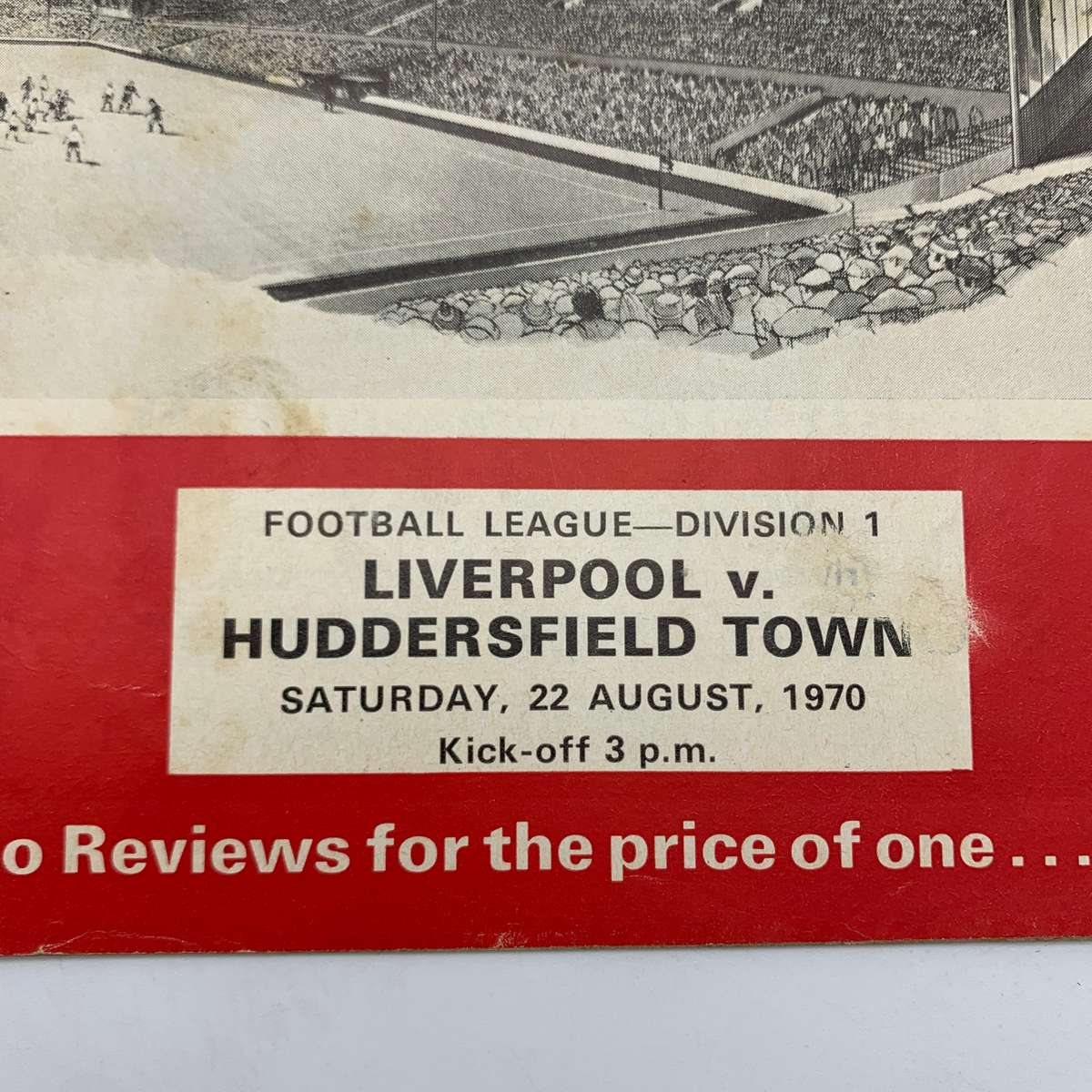 Soccer  '1970 Liverpool vs Huddersfield Town' Official Program
