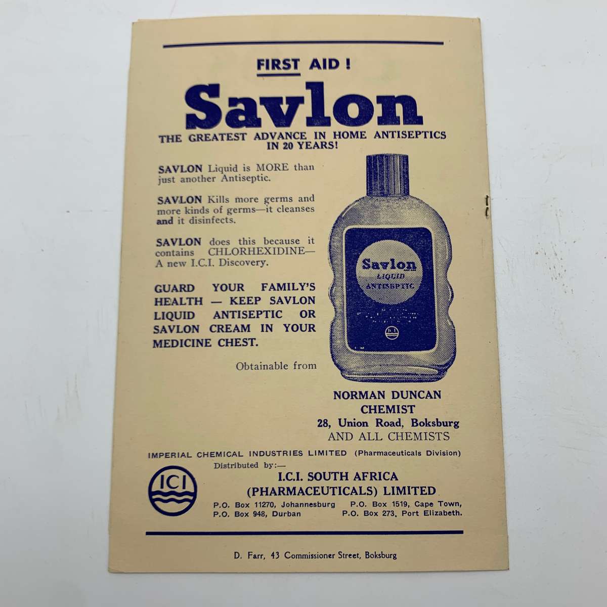 Soccer  '1958 Boksburg vs Arcadia' Official Programme